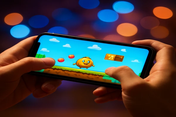 একজন ব্যবহারকারী স্মার্টফোনে সহজে অনলাইন গেম খেলে উপভোগ করছেন