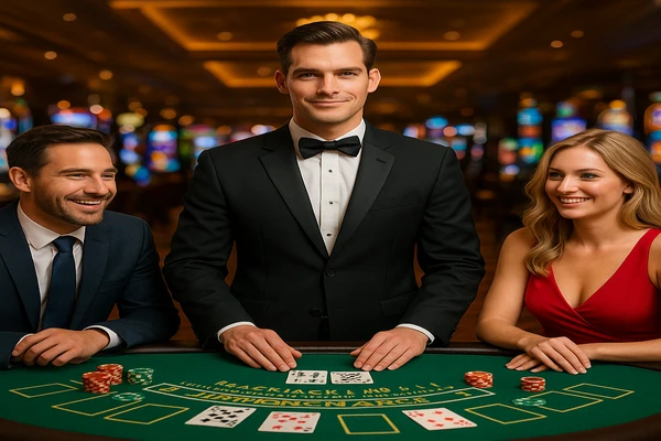 বর্ণিল স্লট মেশিনগুলো ও আলোয় পূর্ণ গেমিং পরিবেশ